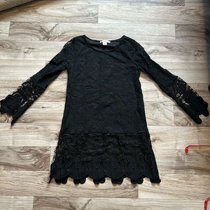 Black lace, long sleeve dress
